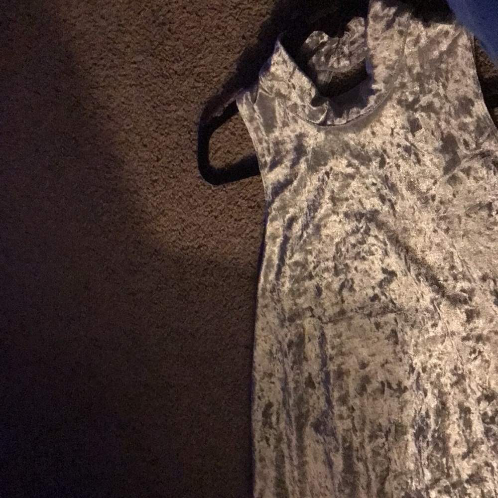 Velvet mock neck cut out dress size M color: gray